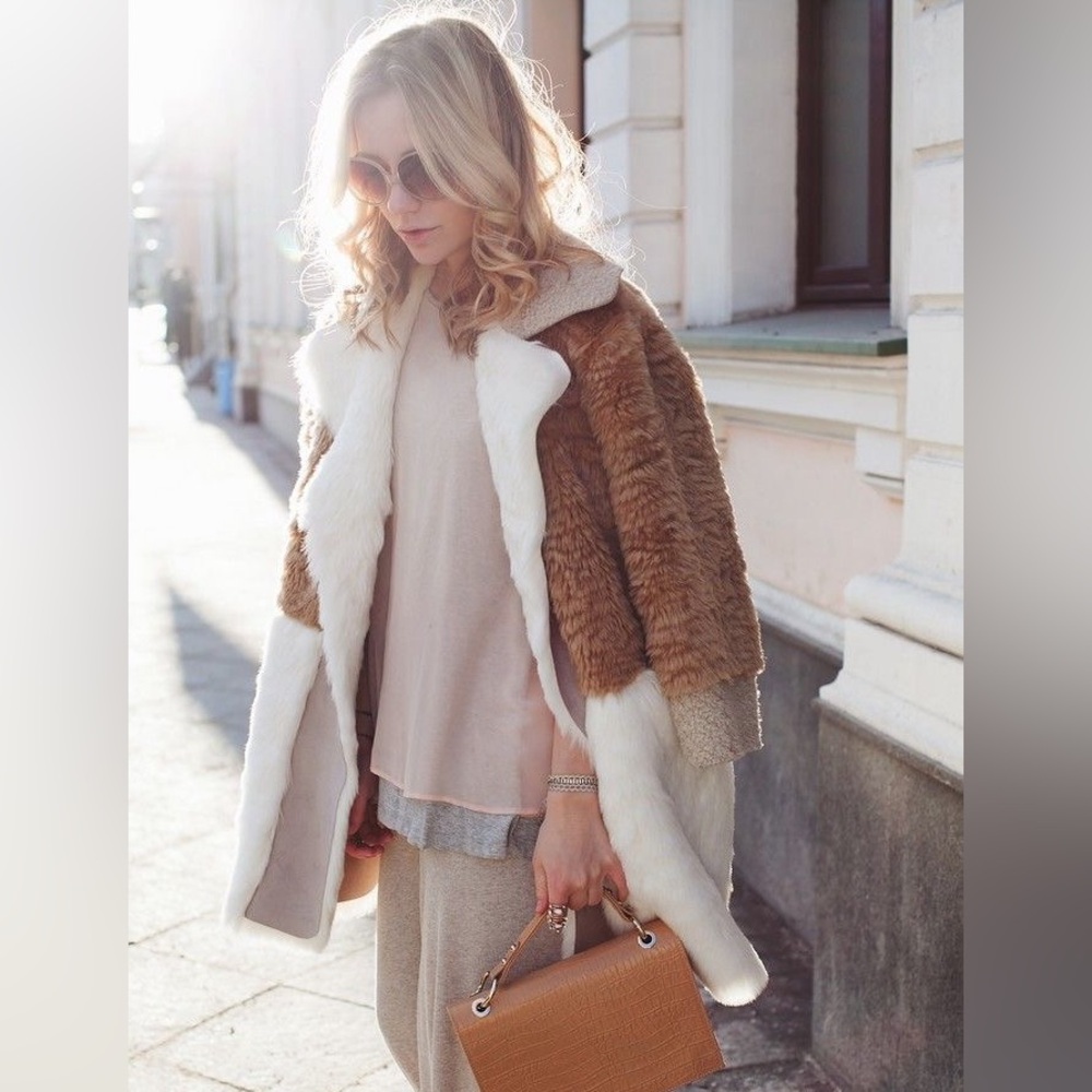 ASOS Faux shearling patchwork coat Runway Vogue Style bloggers favorite